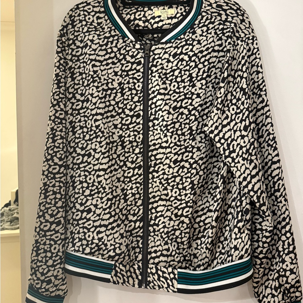 Black and White Leopard Print Bomber Jacket